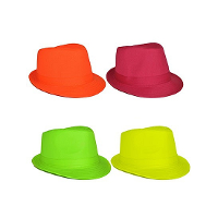 Carnaval verkleed trilby hoedje   neon kleuren   volwassenen   one size