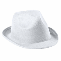 Carnaval verkleed trilby hoedje   wit   polyester   volwassenen/heren/dames