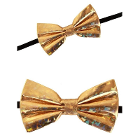 Carnaval verkleed vlinderstrikje   goud   12 cm   voor dames/heren   strikken   kleding