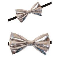 Carnaval verkleed vlinderstrikje   zilver   12 cm   voor dames/heren   strikken   kleding