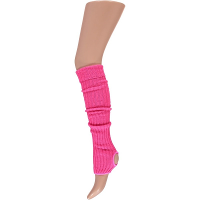 Carnaval verkleedkleding Beenwarmers   met hielgat   neon roze   dames   Eighties thema