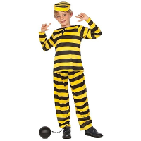 Carnaval verkleedkleding boevenpak   geel/zwart   kinderen   gevangene kostuum  boef