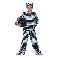 Carnaval verkleedkleding Gestreept boevenpak   zwart/wit   2 delig   kinderen   crimineel/gevangene