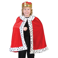 Carnaval verkleedkleding Koning cape   rood   voor kinderen   met witte kraag