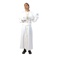 Carnaval verkleedkleding   Paus kostuum/gewaad   wit   met kapje   heren   polyester