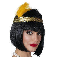 Charleston Flapper Hoofdband   met veer en glitters   goud   Dames   jaren 20/Twenties thema