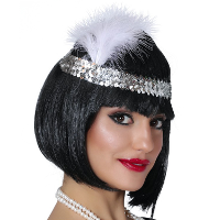Charleston Flapper Hoofdband   met veer en glitters   zilver   Dames   jaren 20/Twenties thema