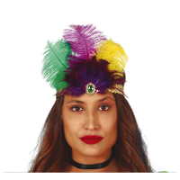 Charleston luxe hoofdband   met veren en steentje   multi kleuren   dames   jaren 20 thema