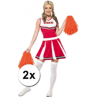 Cheerball   2x   met ringgreep   oranje   28 cm   pompom   Cheerleader verkleed accessoires