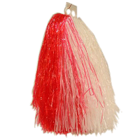 Cheerball/pompom   1x   rood/wit   met ringgreep   33 cm   cheerleader pompons
