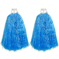 Cheerball/pompom   2x   blauw   met ringgreep   33 cm   cheerleader verkleed accessoires
