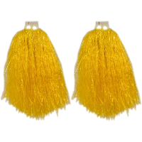 Cheerball/pompom   2x   geel   met ringgreep   33 cm   cheerleader verkleed accessoires