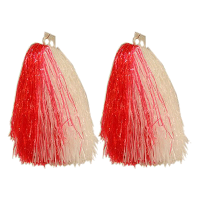 Cheerball/pompom   2x   rood/wit   met ringgreep   33 cm   cheerleader pompons