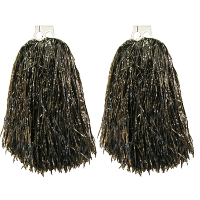 Cheerball/pompom   2x   zwart   met ringgreep   33 cm   cheerleader verkleed accessoires