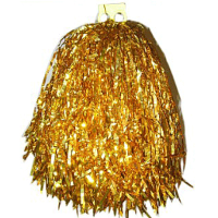 Cheerball/pompom goud   1x   met ringgreep   33 cm   Cheerleader verkleed accessoires