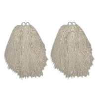 Cheerball/pompom met ringgreep   2x   wit   23 cm   voor kinderen   Cheerleader verkleed accessoires