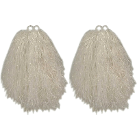 Cheerball/pompom wit   2x   met ringgreep   33 cm   Cheerleader verkleed accessoires
