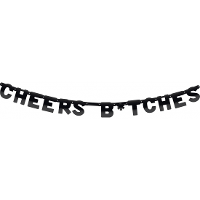 Cheers Bitches letterslinger   karton   140 cm   zwart   verjaardag   foute party   versiering