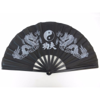 Chinees/aziatisch thema decoratie waaier Tai Chi zwart 62 x 33 cm