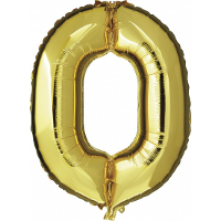 Cijfer ballon 0   goudkleurig   leeftijd   0e jaar   folie ballonnen   verjaardag en jubileum versie