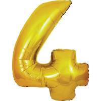 Cijfer ballon 4   goudkleurig   leeftijd   4e jaar   folie ballonnen   verjaardag en jubileum versie