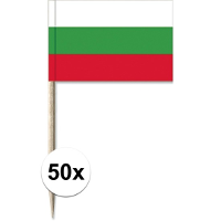 Cocktailprikkers Bulgarije vlag   50x   8 cm  mini vlaggetjes  Houten spiesjes