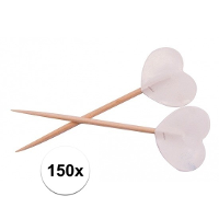 Cocktailprikkers hartjes   150x   wit   prikkers harten   versiering
