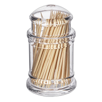 Cocktailprikkers met dispenser   3x stuks   bamboe hout   7 cm