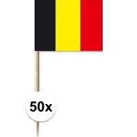 Cocktailprikkers vlag Belgie   50x stuks   8 cm vlaggetjes   landen decoratie   Prikkertjes