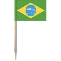 Cocktailprikkers vlag Brazilie   50x stuks   8 cm vlaggetjes   landen decoratie   Prikkertjes