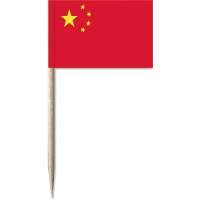 Cocktailprikkers vlag China   50x stuks   8 cm vlaggetjes   landen decoratie   Prikkertjes