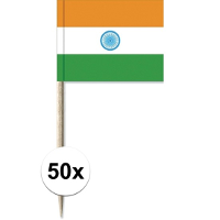 Cocktailprikkers vlag India   50x stuks   8 cm vlaggetjes   landen decoratie   Prikkertjes