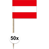 Cocktailprikkers vlag Oostenrijk   50x stuks   8 cm vlaggetjes   landen decoratie   Prikkertjes