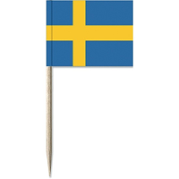 Cocktailprikkers vlag Zweden   50x stuks   8 cm vlaggetjes   landen decoratie   Prikkertjes