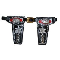 Cowboy pistolen verkleed holster   zwart   voor kids   dubbele holster riem