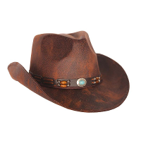 Cowboy/western verkleed hoed   bruin   leren look   voor volwassenen