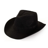 Cowboy/Western verkleed hoed   zwart   met glitters   voor volwassenen   carnaval