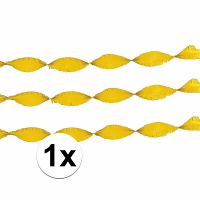Crepe papier feest slingers/guirlande   1x   6 meter   geel   feestversiering   uni kleuren