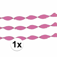 Crepe papier feest slingers/guirlande   1x   6 meter   roze   feestversiering   uni kleuren
