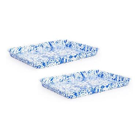 Crow Canyon Home Dienbladen Splatter   Set van 2   Blauw