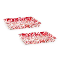 Crow Canyon Home Dienbladen Splatter   Set van 2   Rood