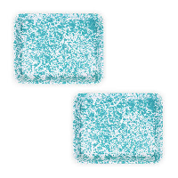 Crow Canyon Home Dienbladen Splatter   Set van 2   Turquoise