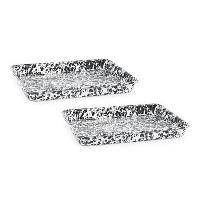 Crow Canyon Home Dienbladen Splatter   Set van 2   Zwart