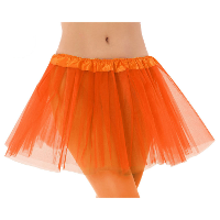 Dames verkleed rokje/tutu   tule stof met elastiek   oranje   one size