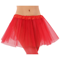 Dames verkleed rokje/tutu   tule stof met elastiek   rood   one size