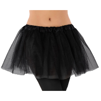 Dames verkleed rokje/tutu   tule stof met elastiek   zwart   one size
