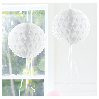 Decoratie bol   wit   30 cm   crepe papier   versiering   feestversiering