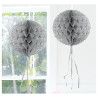 Decoratie bol   zilver   30 cm   crepe papier   versiering   feestversiering