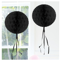 Decoratie bol   zwart   30 cm   crepe papier   versiering   feestversiering