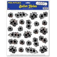 Decoratie feest stickers kogelgaten   24x stuks   Cowboy/Gangsters thema feeststickers   Versiering